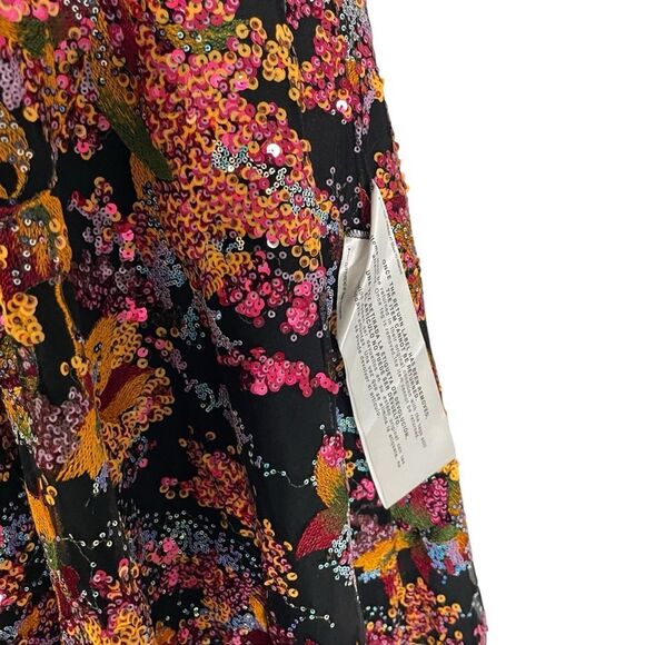 Dress The Population Elisa Embroidered Sequin Dress Medium Papaya Gown Sparkly - Picture 9 of 14